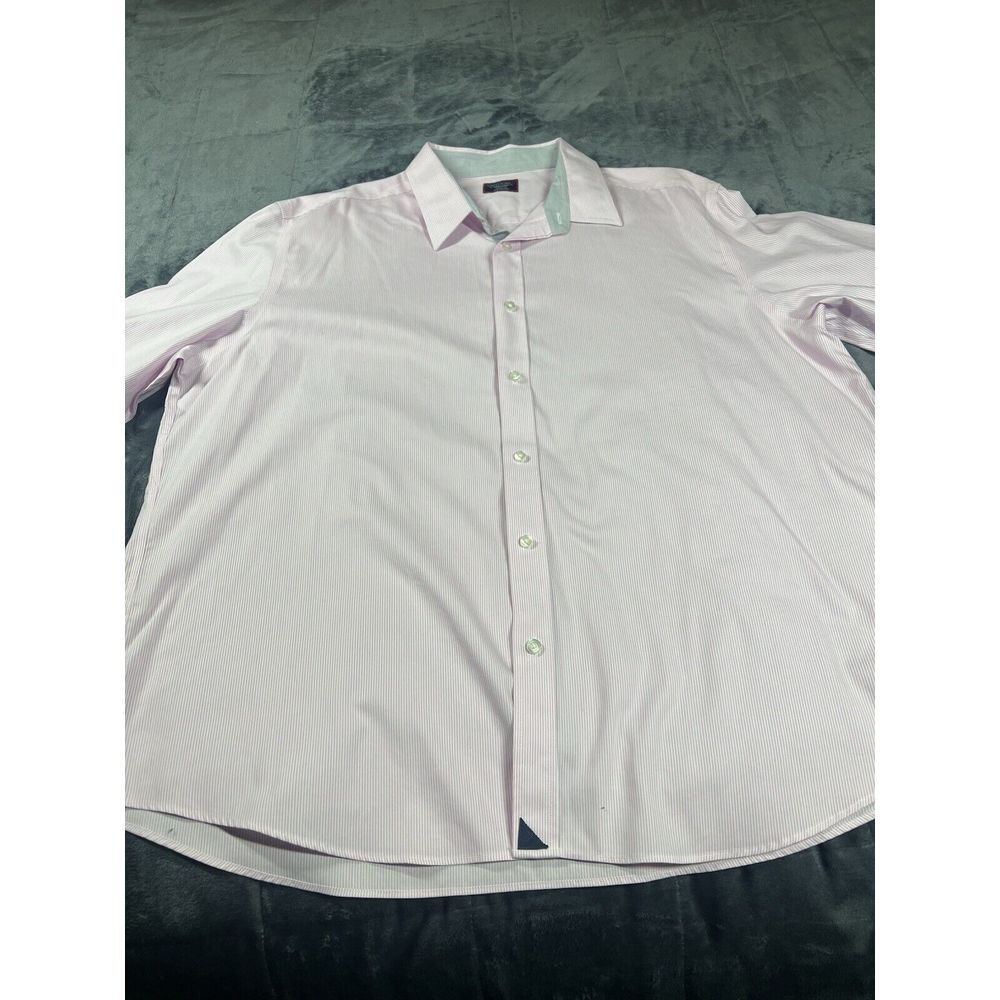 UNTUCKit  Regular Fit Long Sleeve Pink‎ Striped Shirt Flip Cuffs Size XXXL